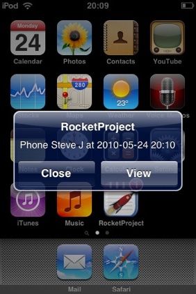 rocket project push alarm screen
